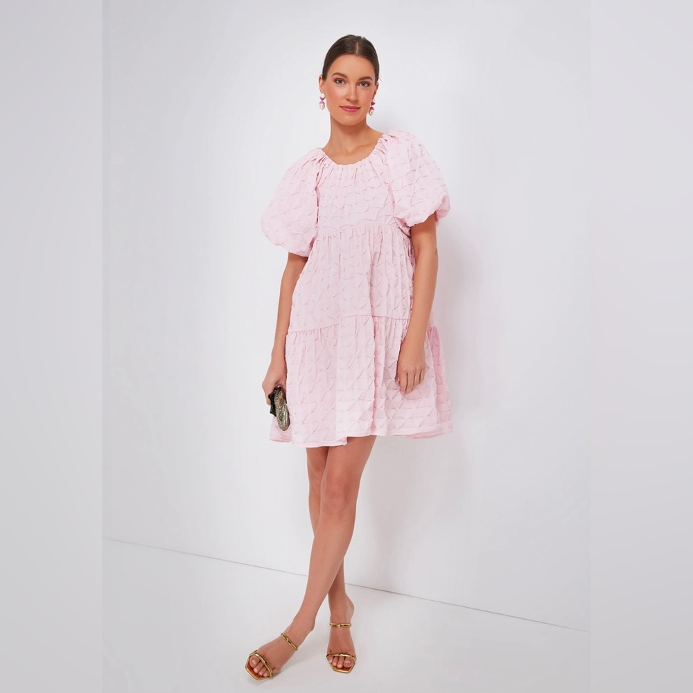 NWT Sold Out Hyacinth House Tnuck Pink Diamond Textured Isabella Mini Dress, XS